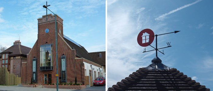 Church and weather vane